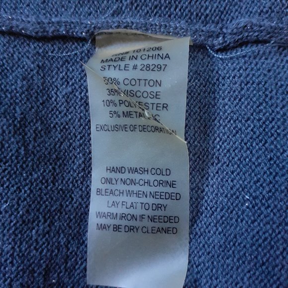 Soft Surroundings Metallic Shimmer Knit Open Cardigan Sequin Trim Gray Size L - Picture 11 of 12